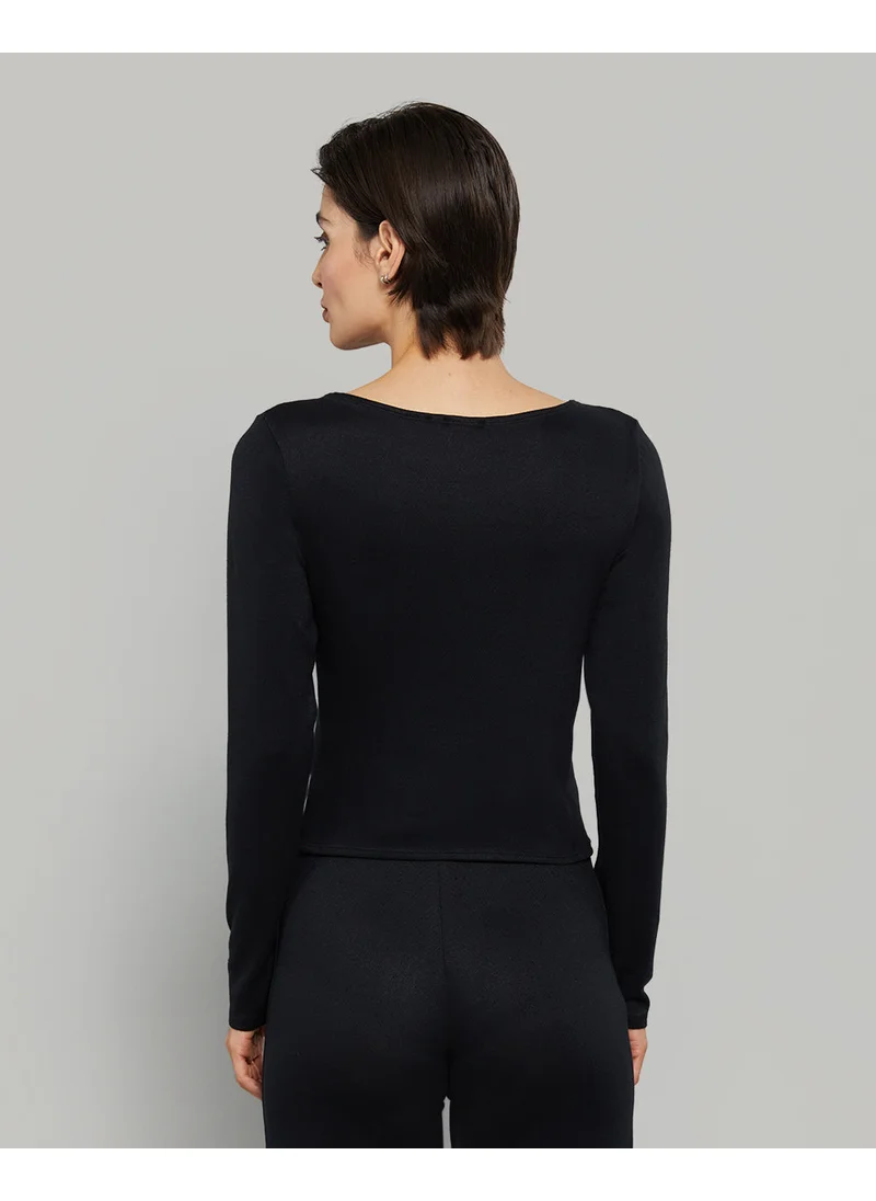 La Senza La Senza Long Sleeve Jersey Wide Scoop Neck Casual Lounge Top