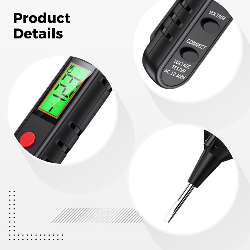 12 300V Voltage Tester With Sound Light Alarm Digital Display Dual Mode Led Light - Image 3