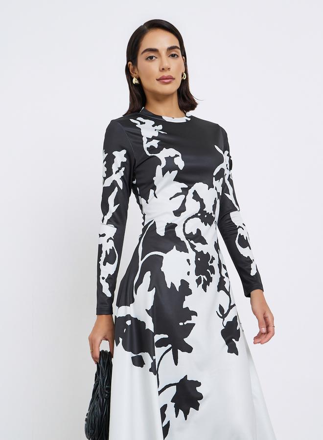 Styli Floral Print A-Line Midi Dress - Image 4