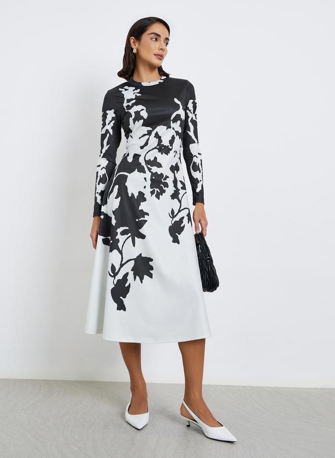 Styli Floral Print A-Line Midi Dress - Image 2