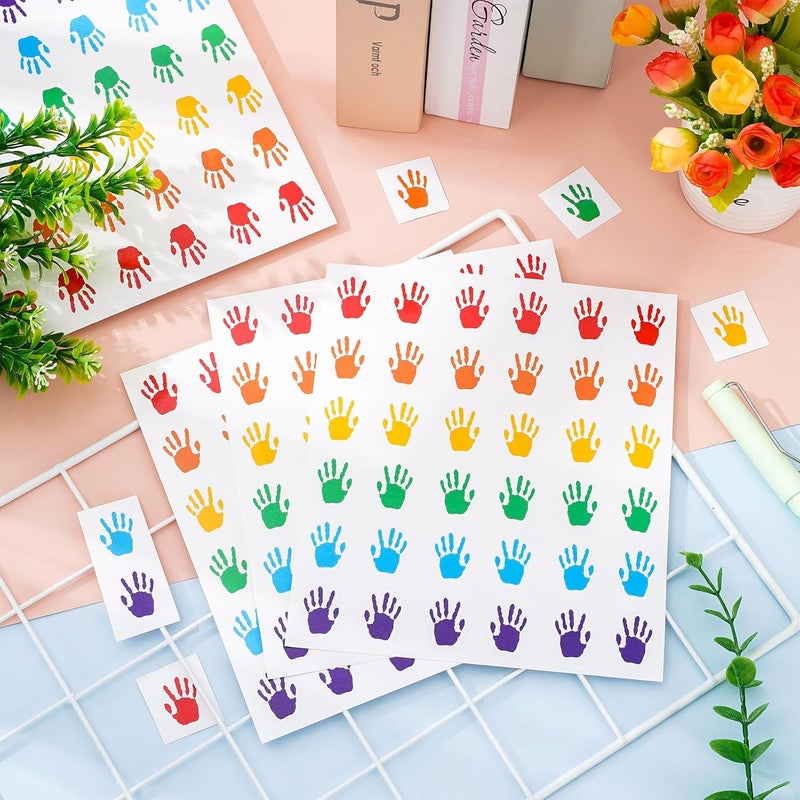 Whaline 720Pcs Colorful Handprint Stickers Back to School Rainbow Colors Self-Adhesive Label Decals for Greeting Invitation Cards Envelope Gift Wrapping Supplies, 6 Colors - Image 3