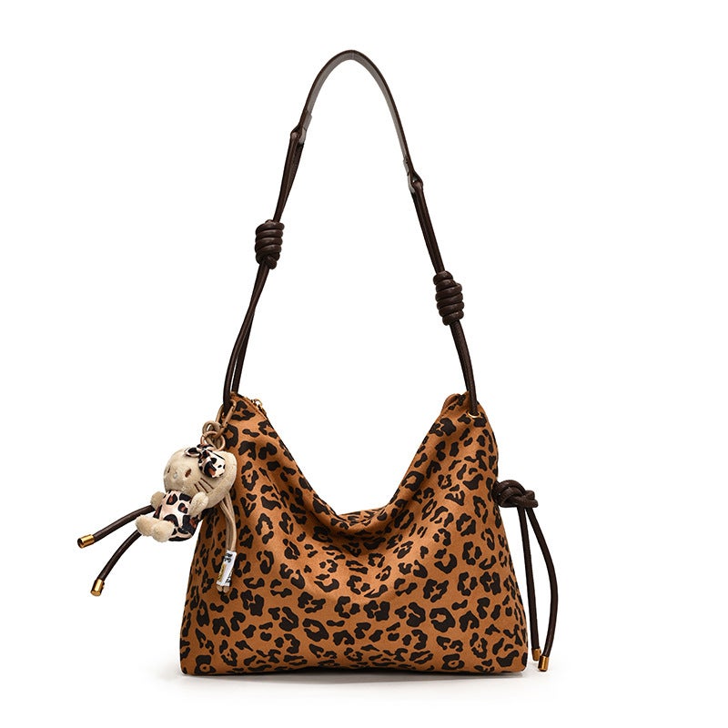 Niche Retro High-End Leopard Tote Bag Women'S 2024 Autumn New Fashion Trendy Crossbody Bag - Image 1