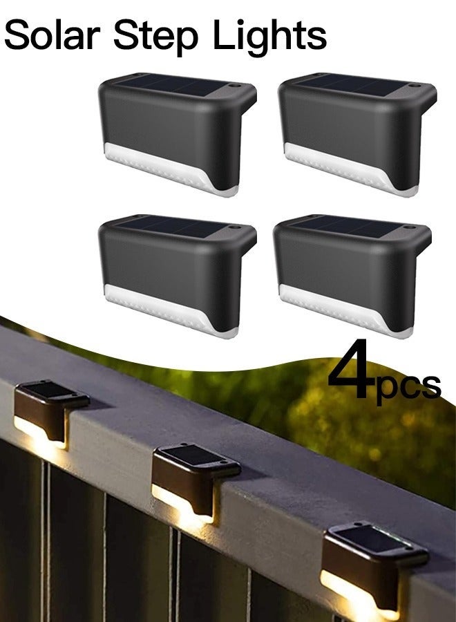 كيلا مصابيح خطوات شمسية مقاومة للماء للسلالم الخارجية والدرج والسياج والفناء والممر والحديقة (أبيض دافئ)، 4 قطع - Image 1