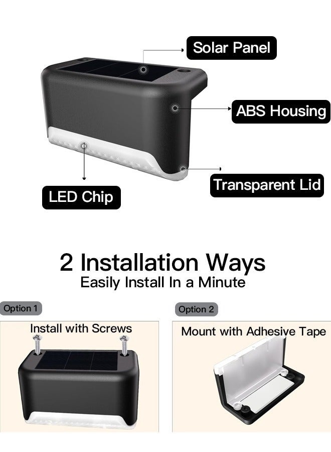 كيلا مصابيح خطوات شمسية مقاومة للماء للسلالم الخارجية والدرج والسياج والفناء والممر والحديقة (أبيض دافئ)، 4 قطع - Image 4