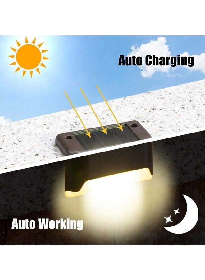 كيلا مصابيح خطوات شمسية مقاومة للماء للسلالم الخارجية والدرج والسياج والفناء والممر والحديقة (أبيض دافئ)، 4 قطع - Image 3