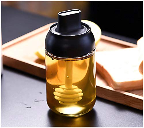 Fayby Honey Bottle with Dipper Stick Spoon Glass Seasoning Bottle OilGhee Spice Container Jar Honey Castor Dispenser Storage Bottle for Home Kitchen Tool 1 Psc 250 ml Multicolor - Image 1