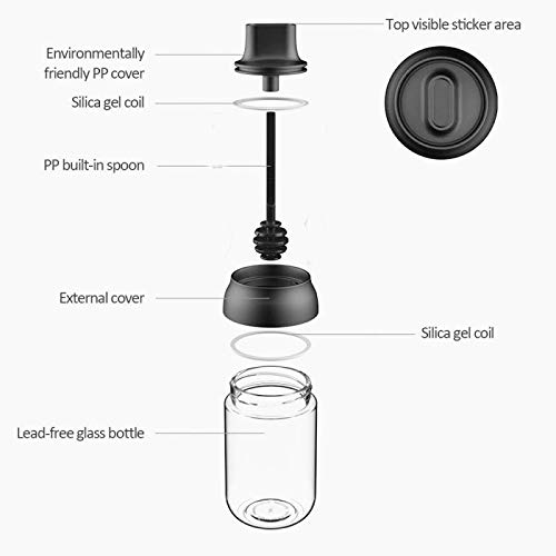 Fayby Honey Bottle with Dipper Stick Spoon Glass Seasoning Bottle OilGhee Spice Container Jar Honey Castor Dispenser Storage Bottle for Home Kitchen Tool 1 Psc 250 ml Multicolor - Image 4