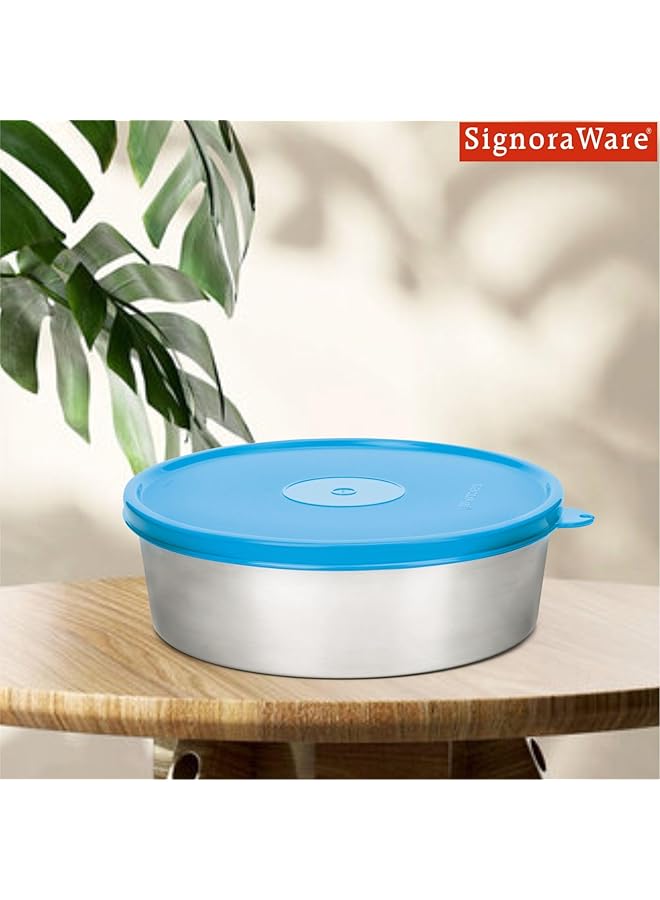 Signoraware Classic Stainless Steel Container, 650 Ml, Blue - Image 3