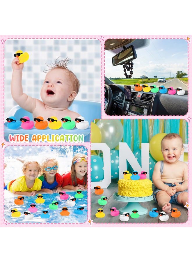 HI-BOOM 300 Sets Mini Rubber Ducks with Sunglasses Bath Duck in Bulk Cute Float Squeaky Bathtub Duckies Toys for Baby Shower Birthday Party Favors Class Carnival Prizes Car Decor (Colorful) - Image 4