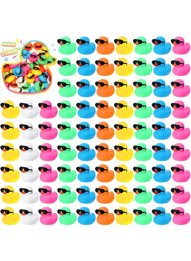 HI-BOOM 300 Sets Mini Rubber Ducks with Sunglasses Bath Duck in Bulk Cute Float Squeaky Bathtub Duckies Toys for Baby Shower Birthday Party Favors Class Carnival Prizes Car Decor (Colorful) - Image 1