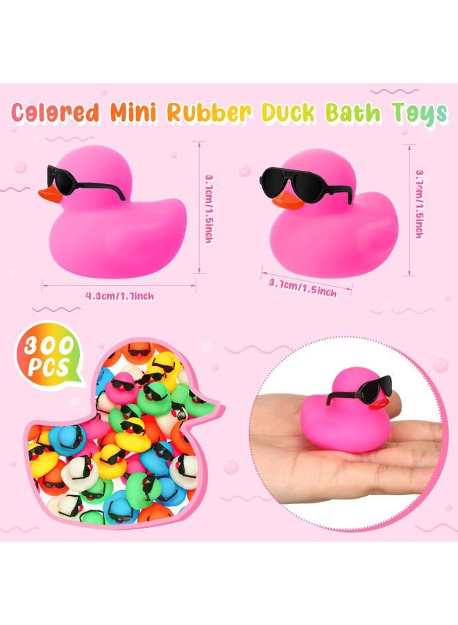 HI-BOOM 300 Sets Mini Rubber Ducks with Sunglasses Bath Duck in Bulk Cute Float Squeaky Bathtub Duckies Toys for Baby Shower Birthday Party Favors Class Carnival Prizes Car Decor (Colorful) - Image 3