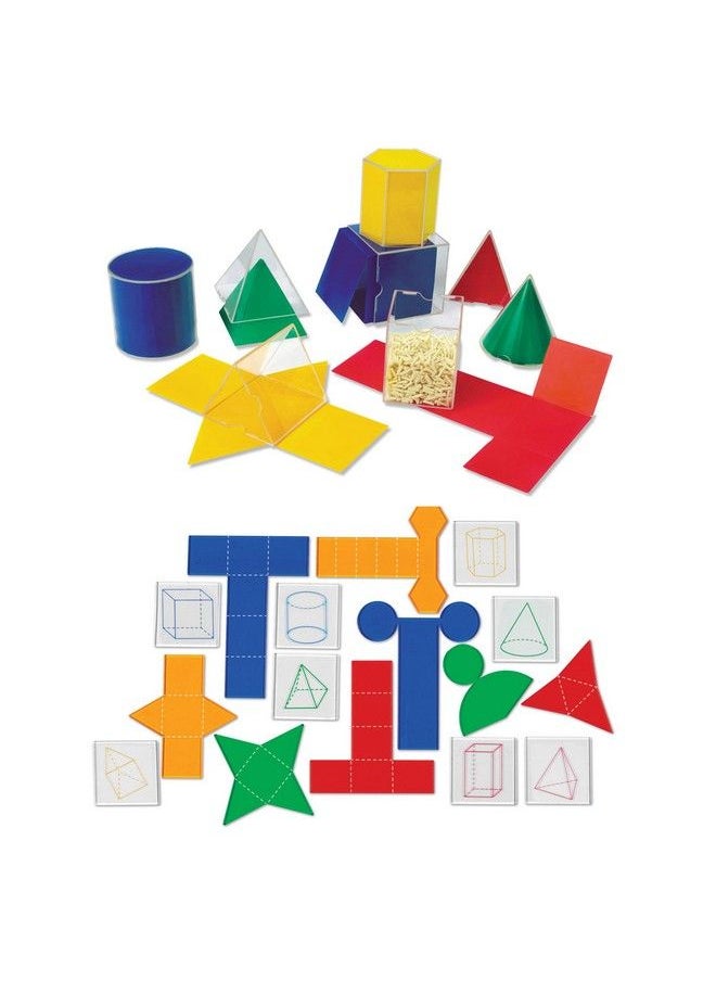 Learning Resources Folding Geometric Shapes Bundle Math Class Accessories 3 D And 2 D Concepts Measurement Area Volume And Surface Area 16 Pieces Grades 2+ Ages 7+  - Image 1