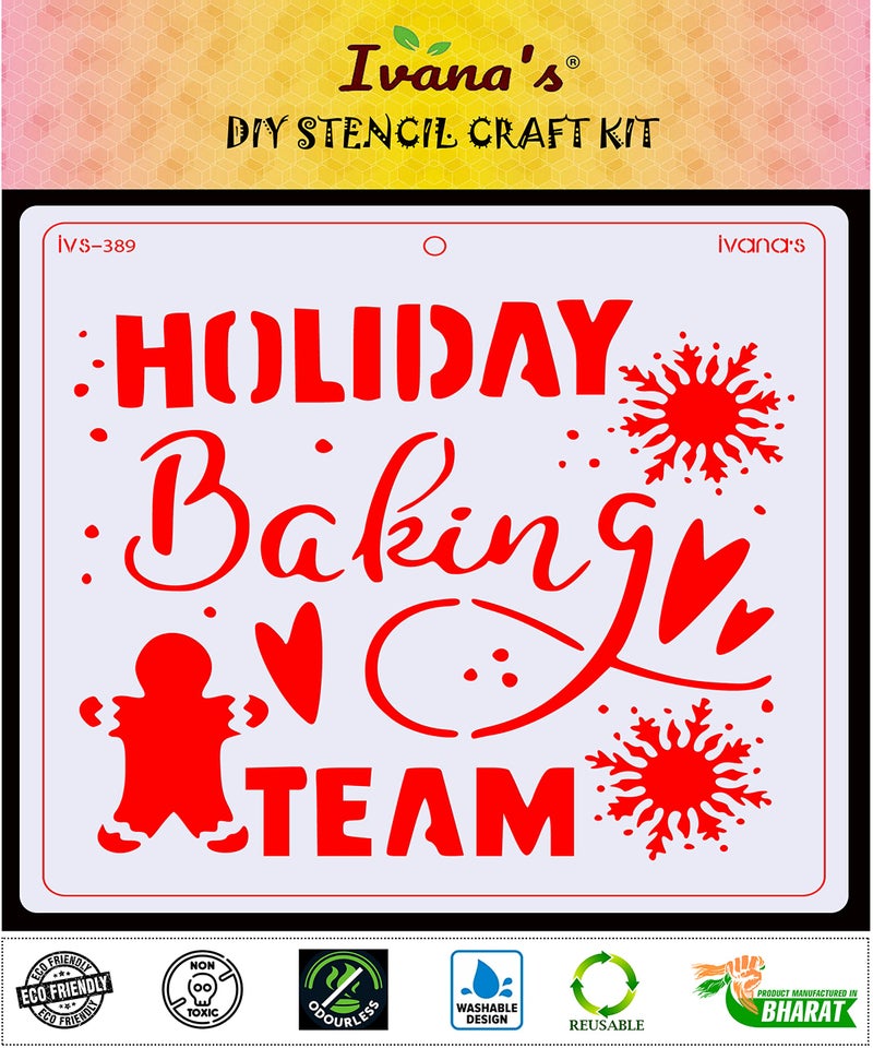 Ivana's Holiday Stencil for Art & Craft, Reusable DIY Decorative Stencil for Painting on Canvas, Fabric, Cloth, Paper, Glass, Furniture and Wall, Size - 6 x 6 inch, IVS-389 - Image 2
