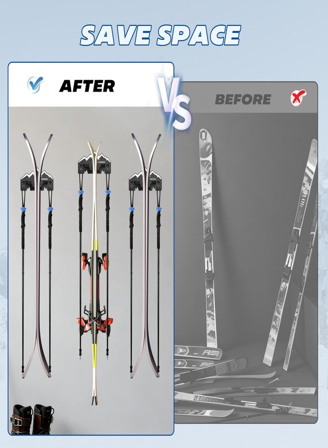 Hikeen Ski Wall Rack for Garage - Ski Wall Mount Storage Rack Fits Any Ski,Garage Organization & Space-Saving Winter Gear - Durable Ski Rack for Wall Display 2Pack - Image 5