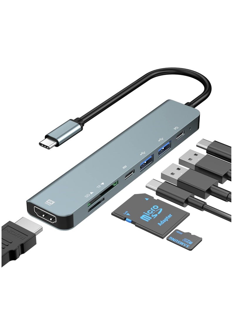 ELTRAZONE محطة إرساء، محور USB C، محطة إرساء USB C 7 في 1، محول متعدد المنافذ Type C، 4K HDMI، USB-A، PD 100W، USB-C، متوافق مع SD/TF لأجهزة MacBook، أجهزة الكمبيوتر المحمولة Type C Thunderbolt 3 - Image 1