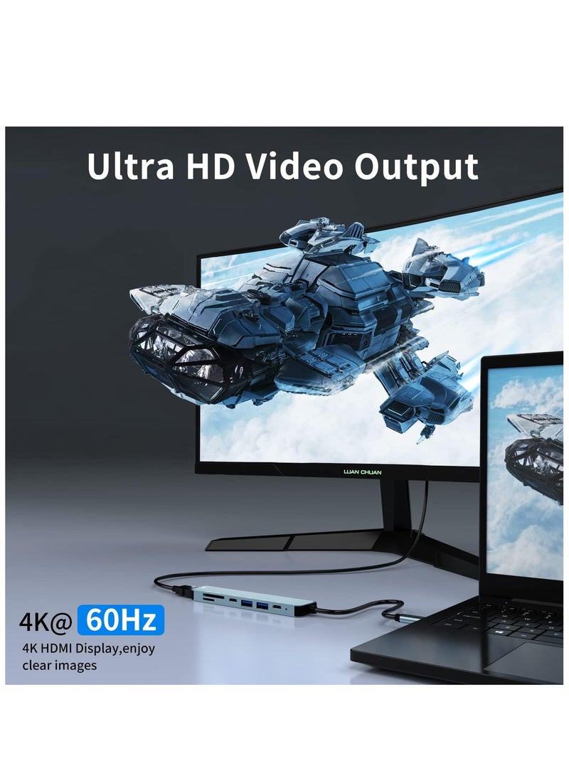 ELTRAZONE محطة إرساء، محور USB C، محطة إرساء USB C 7 في 1، محول متعدد المنافذ Type C، 4K HDMI، USB-A، PD 100W، USB-C، متوافق مع SD/TF لأجهزة MacBook، أجهزة الكمبيوتر المحمولة Type C Thunderbolt 3 - Image 5