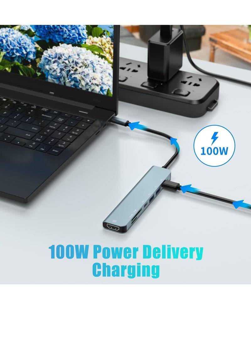 ELTRAZONE محطة إرساء، محور USB C، محطة إرساء USB C 7 في 1، محول متعدد المنافذ Type C، 4K HDMI، USB-A، PD 100W، USB-C، متوافق مع SD/TF لأجهزة MacBook، أجهزة الكمبيوتر المحمولة Type C Thunderbolt 3 - Image 3