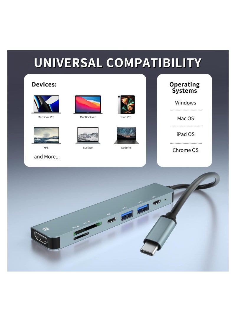 ELTRAZONE محطة إرساء، محور USB C، محطة إرساء USB C 7 في 1، محول متعدد المنافذ Type C، 4K HDMI، USB-A، PD 100W، USB-C، متوافق مع SD/TF لأجهزة MacBook، أجهزة الكمبيوتر المحمولة Type C Thunderbolt 3 - Image 4