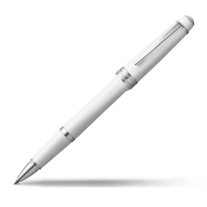 Cross Bailey Light Refillable Rollerball Pen Presented in a Everyday Gift Box - Medium Point, Black Ink, Polished White - Image 1