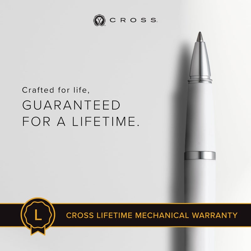 Cross Bailey Light Refillable Rollerball Pen Presented in a Everyday Gift Box - Medium Point, Black Ink, Polished White - Image 3