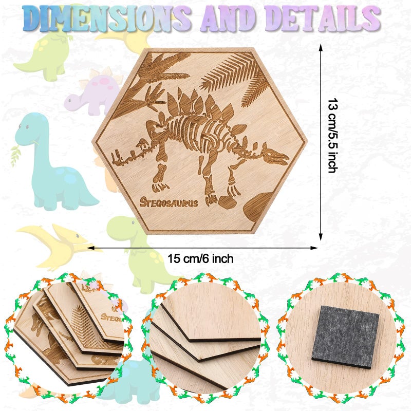 Maitys 4 Pcs Dinosaur Room Wall Decor for Boys 5.1'' x 5.9'' Wooden Dino Wall Art for Kids Baby Nursery Playroom Bedroom Classroom Decorations - Image 2