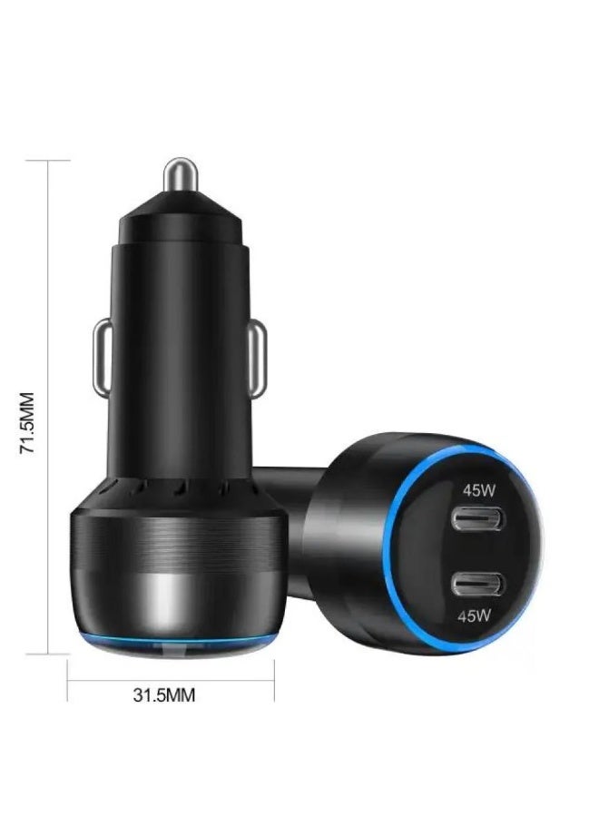 شاحن سيارة 90 واط – مدخلين تايب سي بقدرة 45 واط لكل منفذ - Image 1