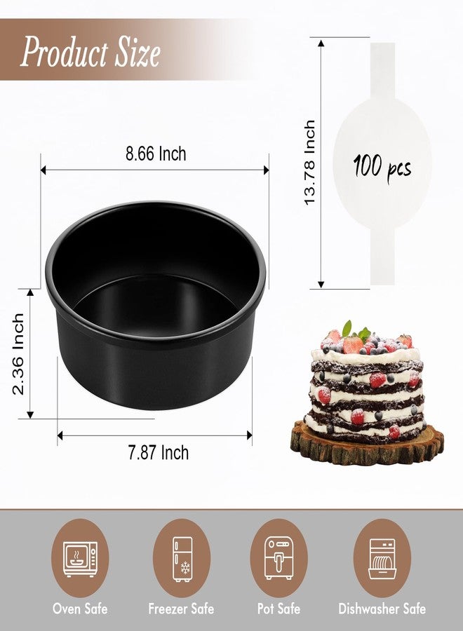 AIVIKI 8-Inch Round Cake Pan Set of 3, Nonstick Smash Cake Baking Pans Tins with 100 Pieces Parchment Paper, Carbon Steel Bakeware for Birthday Christmas, Oven & Dishwasher Safe - Image 2