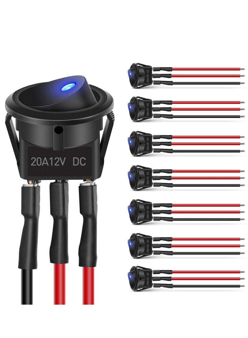 Excefore Toggle Switch, TERRIFI Round Blue Toggle LED Rocker Switch, On-Off Control SPST Pins for Car Truck Boat Marine Off-Road Vehicle with 24PCS Wires  - Image 1