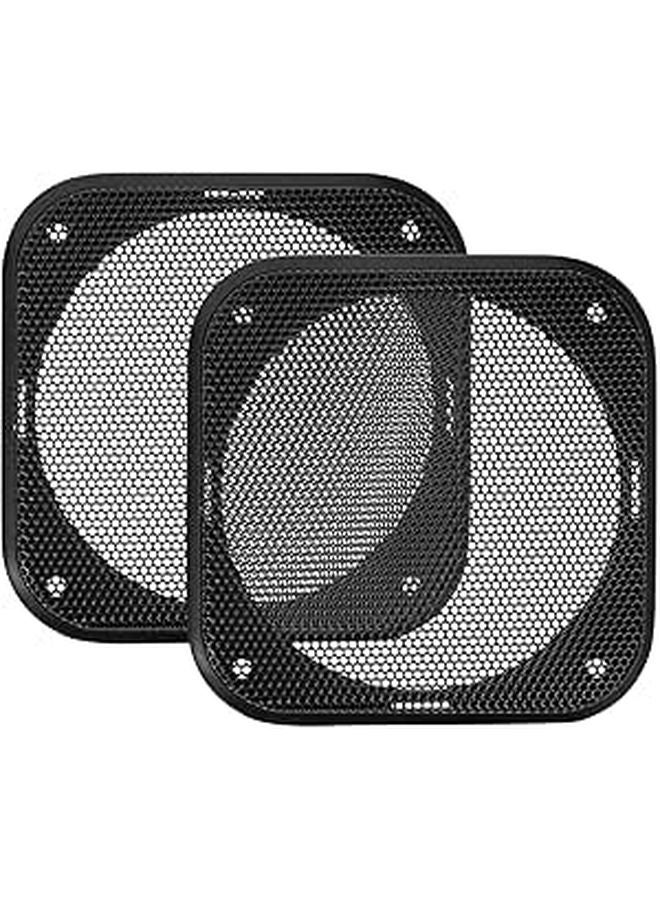 2Pcs Car Speaker Grill Covers Waffle Mesh Protectors Black For Enhanced Interior Style - Image 1