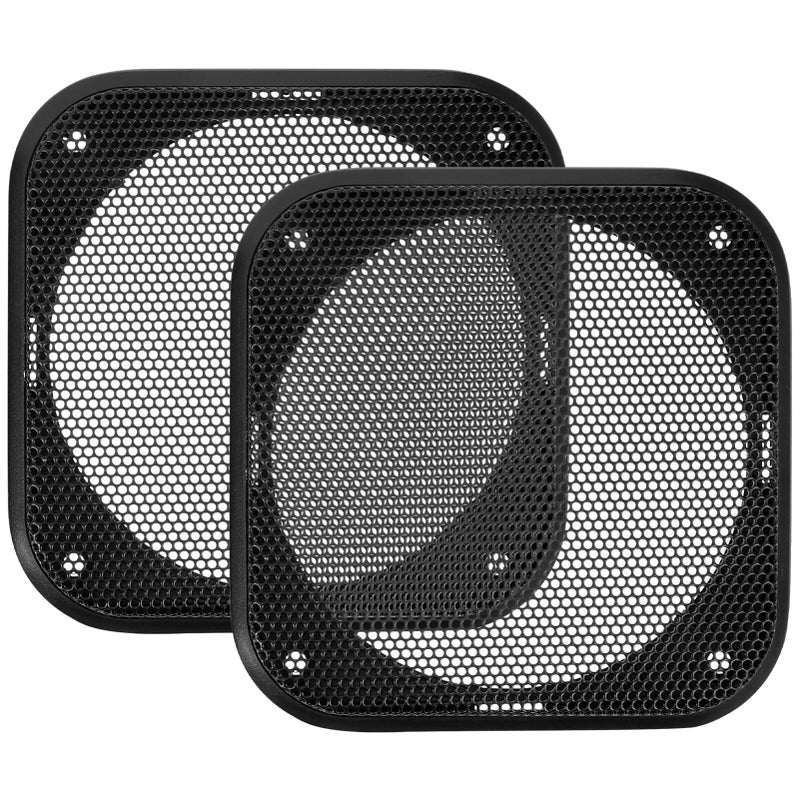 2Pcs Car Speaker Grill Covers Waffle Mesh Protectors Black For Enhanced Interior Style - Image 2