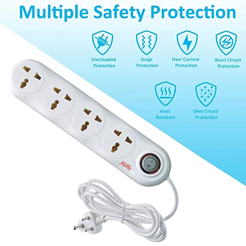 Ajanta Quartz Ajanta 4 Way Extension Board (White) -1.5 Meter Heavy Duty Wire - Spike & Surge Guard - Image 4