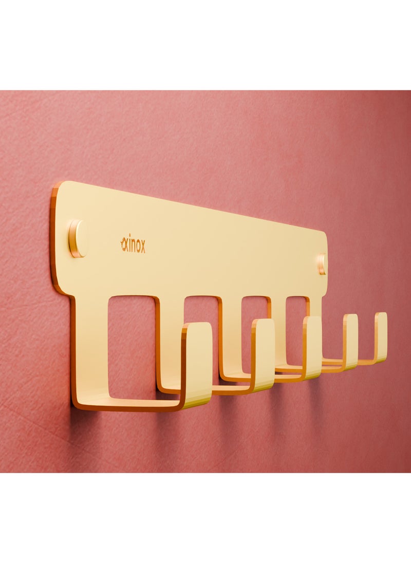 OXINOX Stainless Steel 5 Hooks Hanger 35 cm- Gold Type S304  - Image 1
