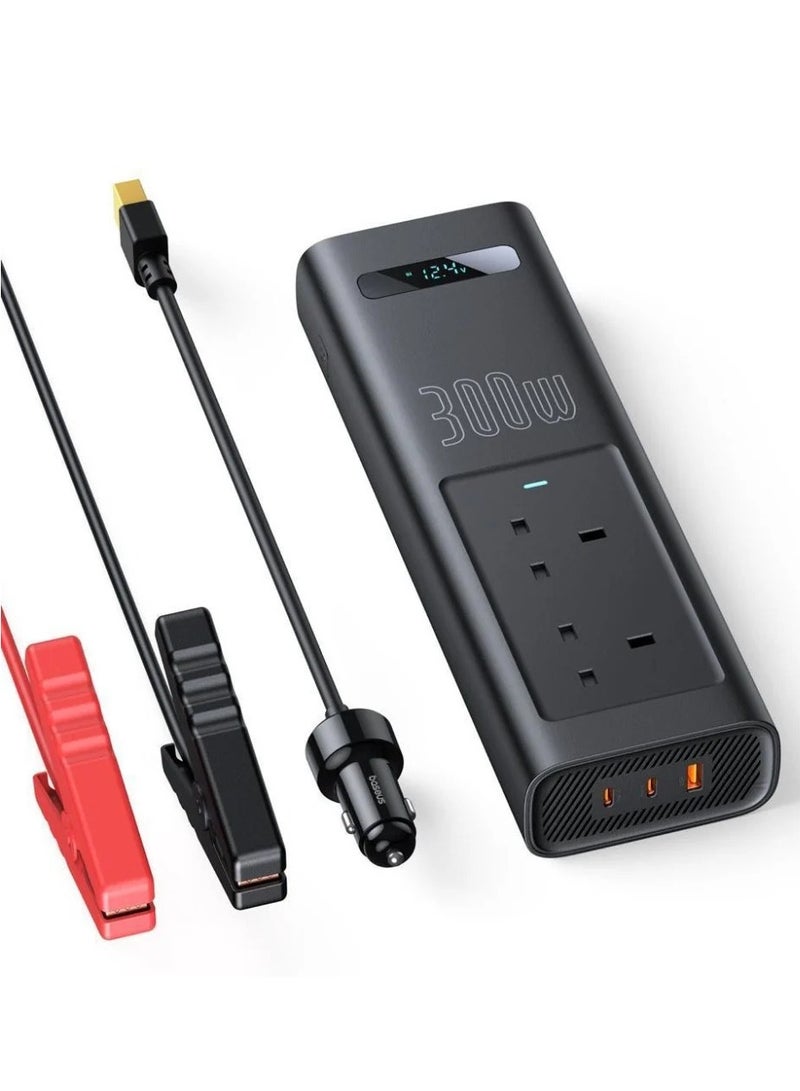 Baseus Baseus 300W 220V Car Jump Starter with Cigarette Lighter or Car Battery, 2 Type-C Ports, 1 USB Port, and 2 Power Ports - Black 
