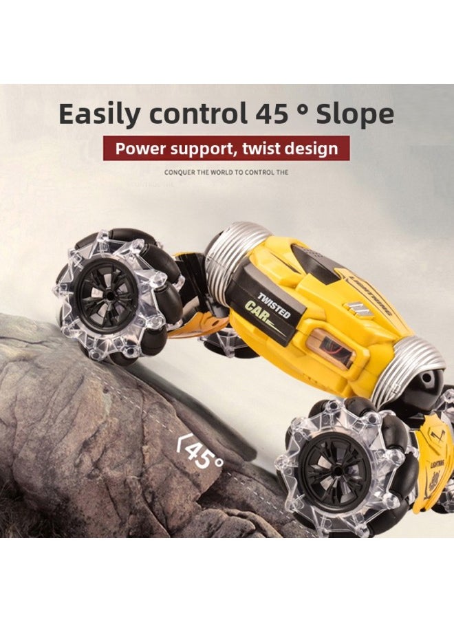 Direct Stunt Remote Control Car Children's Toy Gesture Induction Remote Control Twist Car Drift Off-road Climbing Car-Colour:2019-24b Blue -Proportion:Three Batteries  - Image 4