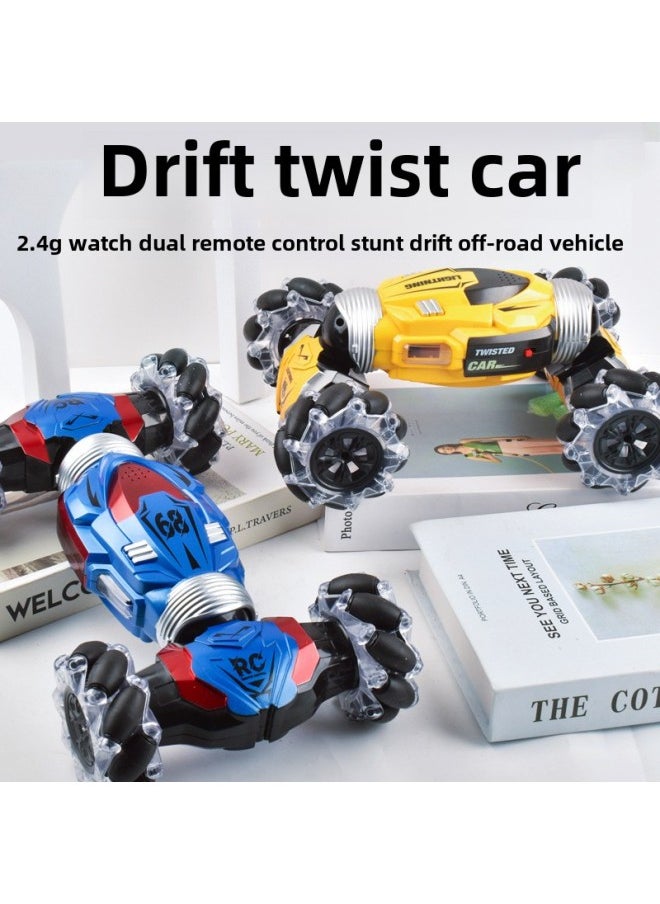 Direct Stunt Remote Control Car Children's Toy Gesture Induction Remote Control Twist Car Drift Off-road Climbing Car-Colour:2019-24b Blue -Proportion:Three Batteries  - Image 2