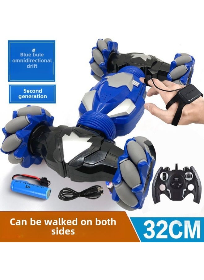 Direct Stunt Remote Control Car Children's Toy Gesture Induction Remote Control Twist Car Drift Off-road Climbing Car-Colour:2019-24b Blue -Proportion:Three Batteries  - Image 1