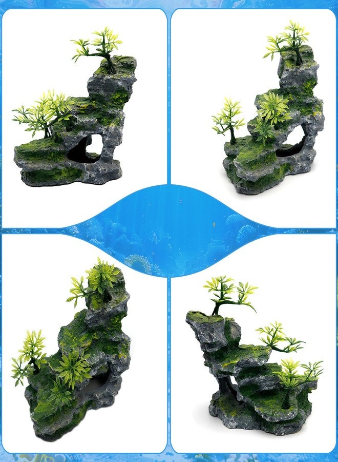 Saim 2Pack Aquarium Decorations-Mountain View Stone Ornament, Fish Tank Rock Decor & Aquatic Plant Background for Freshwater/Saltwater Tanks - Image 3