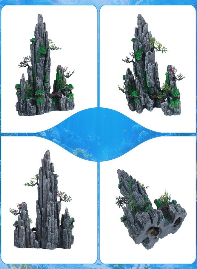 Saim 2Pack Aquarium Decorations-Mountain View Stone Ornament, Fish Tank Rock Decor & Aquatic Plant Background for Freshwater/Saltwater Tanks - Image 4