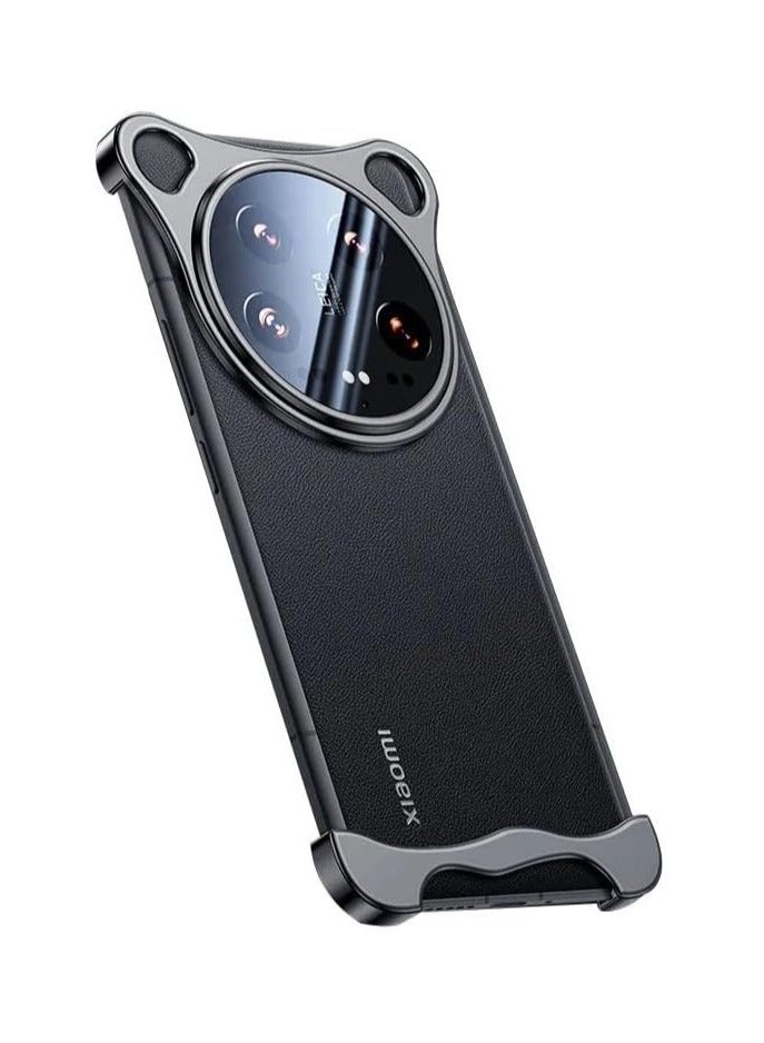 Frameless Case Compatible with Xiaomi 14 Ultra, Aerospace Grade Aluminum Metal Corner Pad Design, Minimalist Slim Thin Lightweight Case with Camera Protection