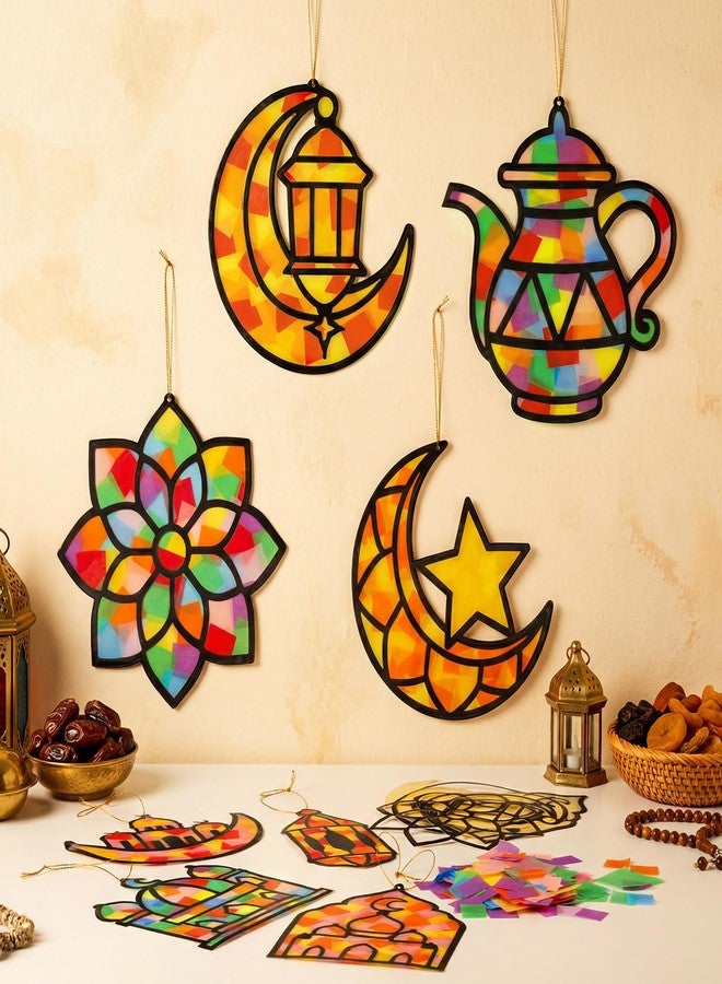 DoubleFill 48 Pcs 36 Sets Suncatchers Crafts Kit DIY Tissue Paper Suncatchers Craft Kit DIY Ornaments for Window Art (Ramadan) - Image 4