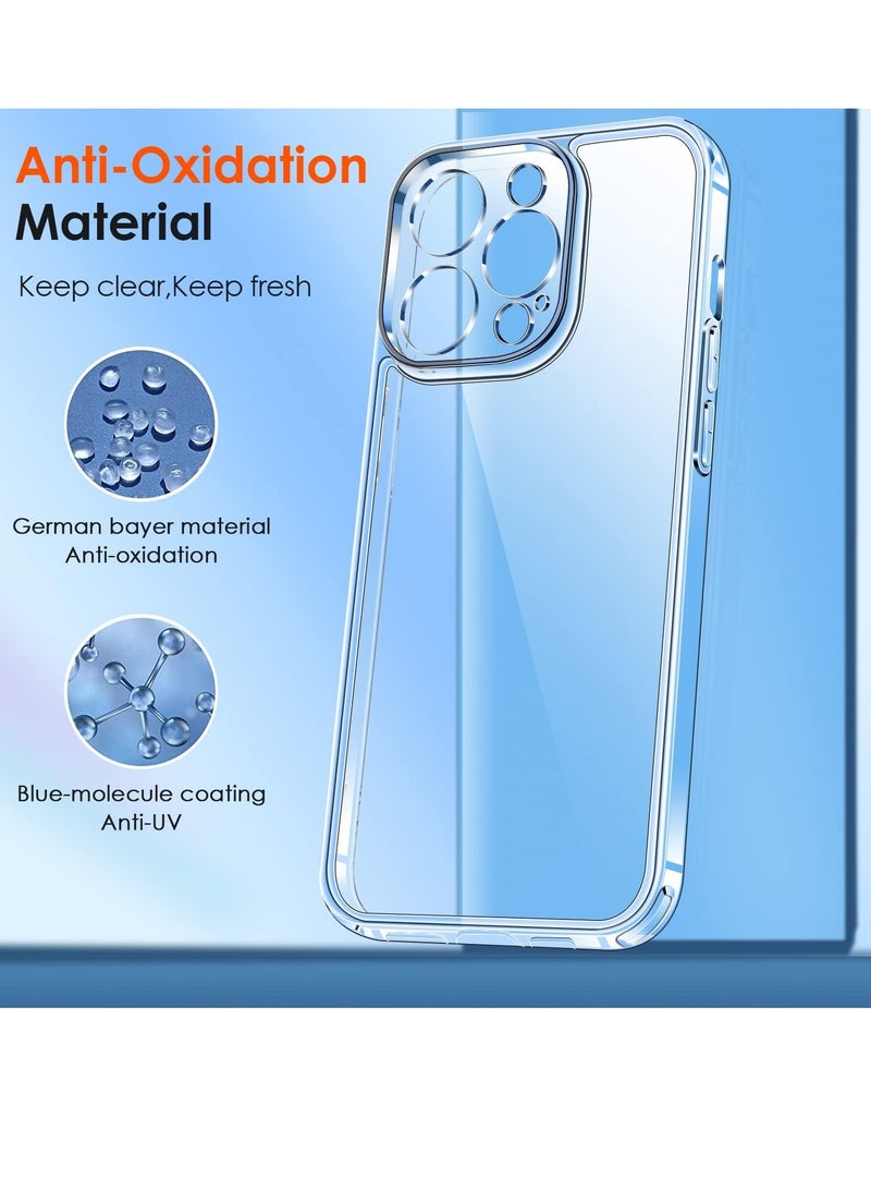 ELTRAZONE Clear Case Compatible with iPhone 15 Pro Max 6.7" [Long Lasting Clarity] [Military Grade Drop Protection], 1 Phone Case + 2 Tempered Glass Screen Protector, Shockproof Hard Slim Cover - Clear - Image 2