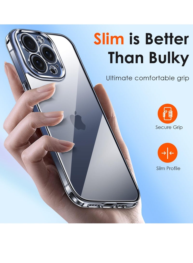 ELTRAZONE Clear Case Compatible with iPhone 15 Pro Max 6.7" [Long Lasting Clarity] [Military Grade Drop Protection], 1 Phone Case + 2 Tempered Glass Screen Protector, Shockproof Hard Slim Cover - Clear - Image 5