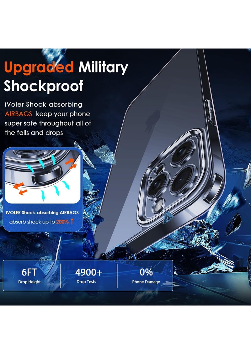 ELTRAZONE Clear Case Compatible with iPhone 15 Pro Max 6.7" [Long Lasting Clarity] [Military Grade Drop Protection], 1 Phone Case + 2 Tempered Glass Screen Protector, Shockproof Hard Slim Cover - Clear - Image 3