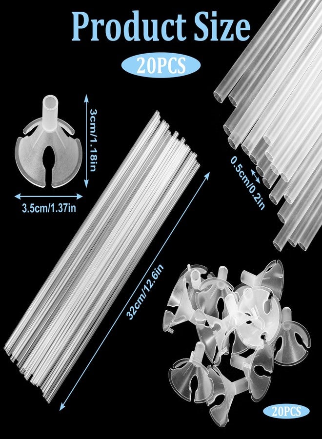 cobee 20 Pcs Balloon Holder Sticks, Plastic Balloon Sticks With Bases, Long Balloon Holder Sticks Balloon Weights for Tying Balloon Arch Anniversary, Birthday, Parties, Wedding Decorations - Image 4