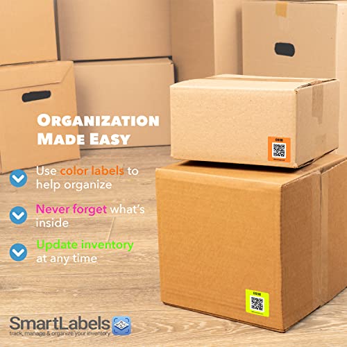 Smart Labels QR Code Stickers Pack of 48 (Neon) Made in USA - QR Code Labels for Storage & Inventory Tracking, Storage Unit Organization, App Stickers for Inventory Organization & Moving Supplies - Image 4