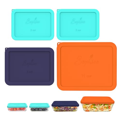 Sophico Rectangle Silicone Storage Cover Lids Replacement for Anchor Hocking and Pyrex Glass Bowls (Container not Included) (MIX-4 PACK) - Image 1