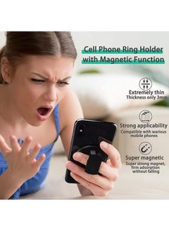 SYOSI Magnetic Phone Ring Holder, Ultra-Thin 3mm Anti Drop Finger Kickstand Silicone Back Ring Cell Phone Grip Phone Stand for Magnetic Car Mount and Most Smart Phones and Tablets (Black)  - Image 5