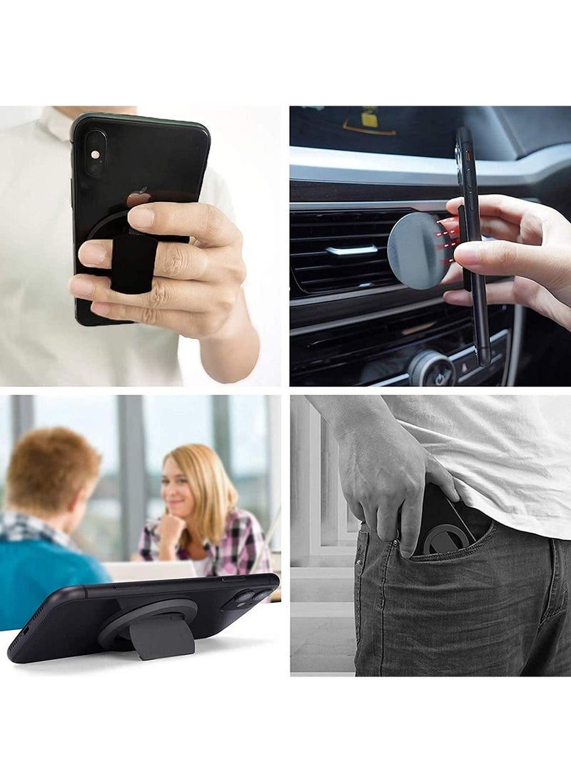 SYOSI - Magnetic Phone Ring Holder, Ultra-Thin 3mm Anti Drop Finger Kickstand Silicone Back Ring Cell Phone Grip Phone Stand for Magnetic Car Mount and Most Smart Phones and Tablets (Black) - Image 1