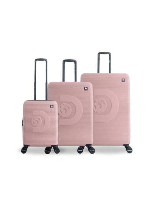 Discovery Eclipse ABS Hardside Travel Luggage Set, Durable Lightweight 4 Double Wheel Bag, Extra Secure Combination Lock Suitcase 3 Pcs, Expandable Trolley Small,Medium,Large(20+24+28 Inch)Pink