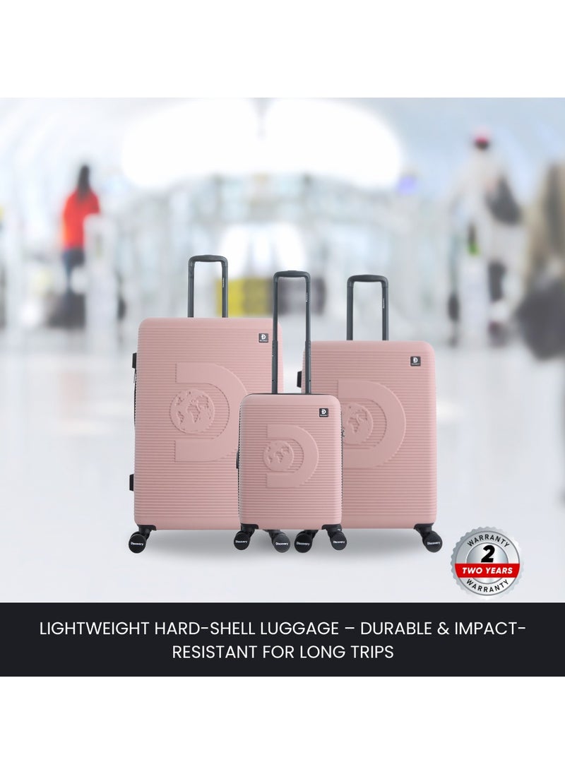 Discovery Eclipse ABS Hardside Travel Luggage Set, Durable Lightweight 4 Double Wheel Bag, Extra Secure Combination Lock Suitcase 3 Pcs, Expandable Trolley Small,Medium,Large(20+24+28 Inch)Pink - pzsku/ZAA36EC26627FC15456F9Z/45/_/1740385897/374c7eeb-65eb-4d28-93b1-a3447abdc342